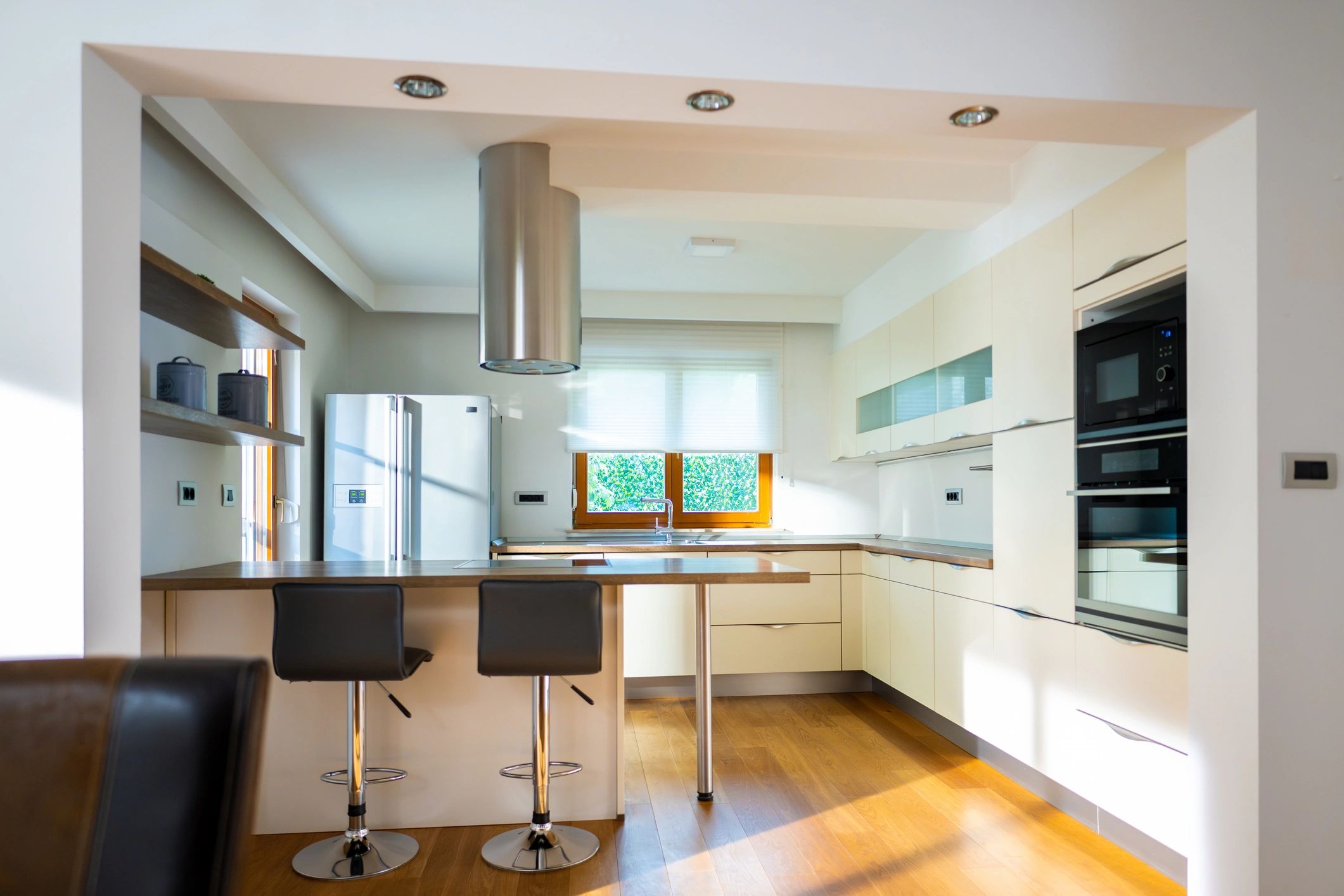 Clean modern kitchen with installed appliances